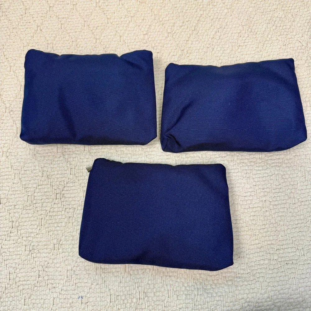 Lot of 3 American Airlines First Class Amenity Kits Navy Blue Toiletry Bags